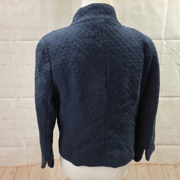 Isaac Mizrahi Navy Blue coat with printed - Picture 11 of 13